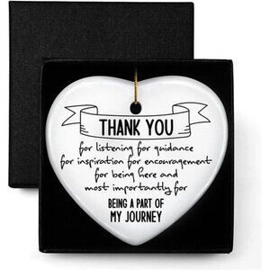 Thank You Heart Ornament Ceramic Keepsake Gift for Teacher Friend Coworker Boss
